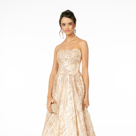 NEW LONG OFF THE SHOULDER SLEEVELESS A-LINE GLITTER GOWN WITH ZIPPER BACK GL2921